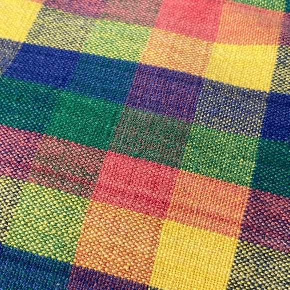 Round plaid cotton tablecloth - Picture 2 of 5